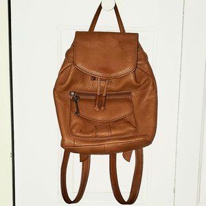Fossil genuine leather backpack purse with key zipper